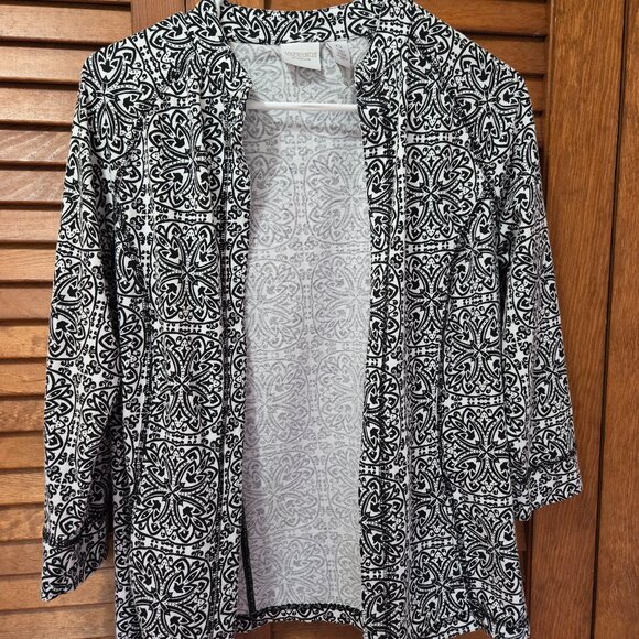 Weekends by CHICO’S Woman’s Cardigan Sweater Black & White Size 0 (Small) [B] - Picture 1 of 4
